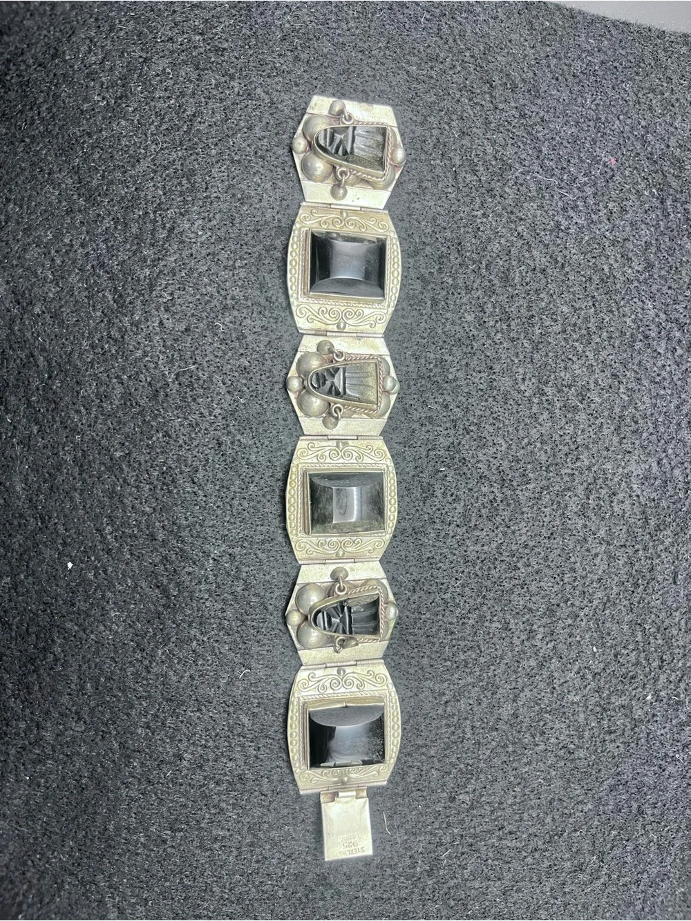 Marked 925 Black and Silver Decorative Wearable Bracelet